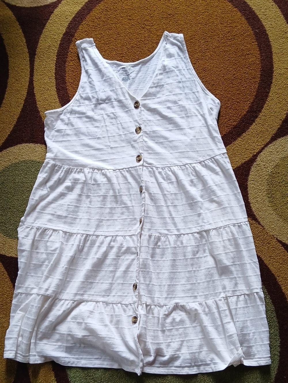 Sonoma White Cotton Button-Tier Summer Dress